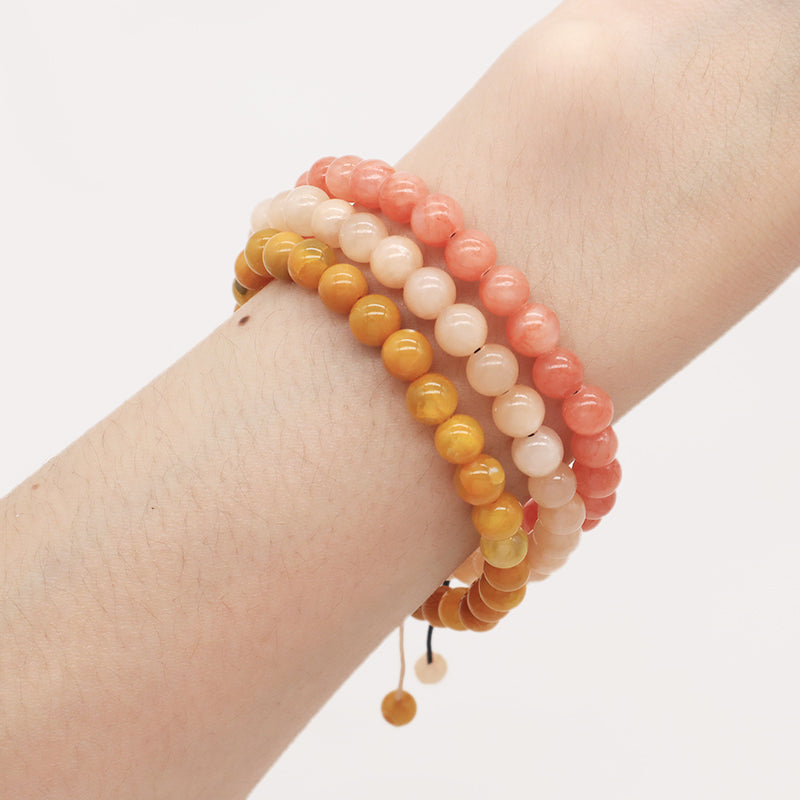 Pink Ladies Wholesale Customized New Fashion Braided Cord 6mm Natural Colorful Jade Beads Handmade Adjustable Macrame Bracelet