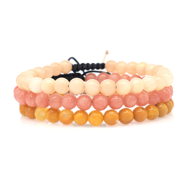 Pink Ladies Wholesale Customized New Fashion Braided Cord 6mm Natural Colorful Jade Beads Handmade Adjustable Macrame Bracelet