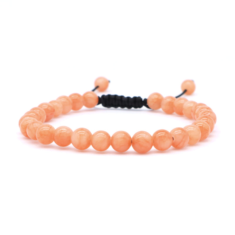 Pink Ladies Wholesale Customized New Fashion Braided Cord 6mm Natural Colorful Jade Beads Handmade Adjustable Macrame Bracelet