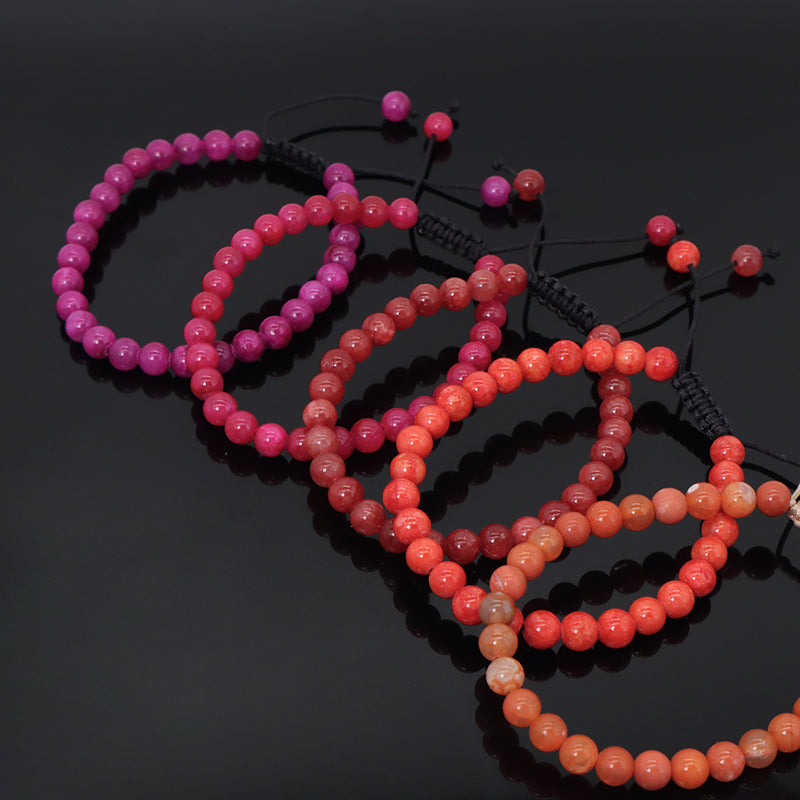 New Arrival Custom Fashion Handmade 6mm Natural Colorful Jade Bead Ajustable Woven Braided Friendship Macrame Bracelet For Women
