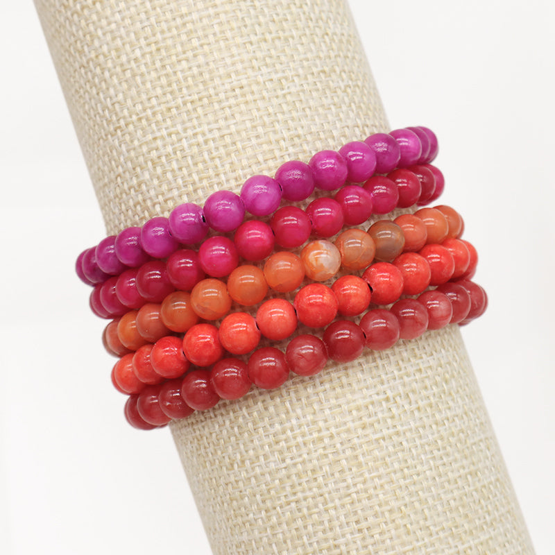 New Arrival Custom Fashion Handmade 6mm Natural Colorful Jade Bead Ajustable Woven Braided Friendship Macrame Bracelet For Women