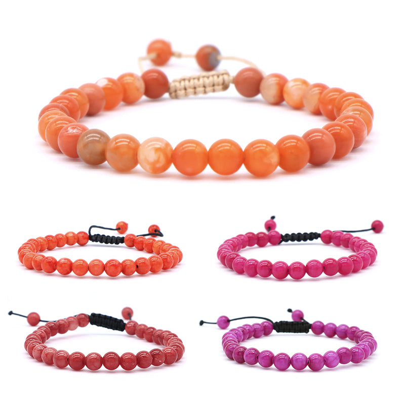 New Arrival Custom Fashion Handmade 6mm Natural Colorful Jade Bead Ajustable Woven Braided Friendship Macrame Bracelet For Women