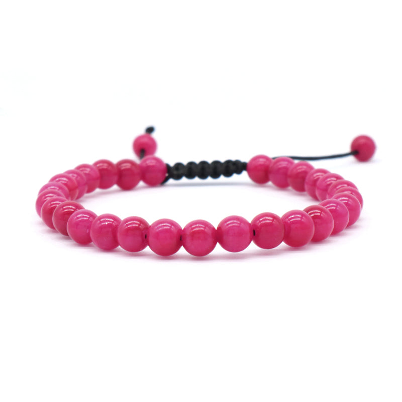 New Arrival Custom Fashion Handmade 6mm Natural Colorful Jade Bead Ajustable Woven Braided Friendship Macrame Bracelet For Women