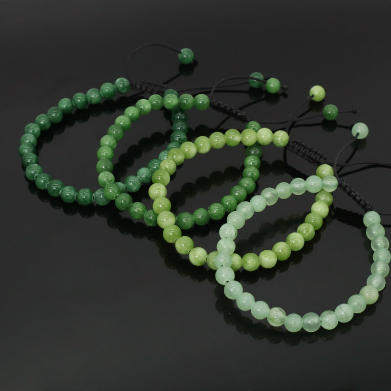 Custom Fashionable Woven Braided Friendship Macrame Handmade Ajustable 6mm Natural Colorful Jade Beads Bracelet For Women Man