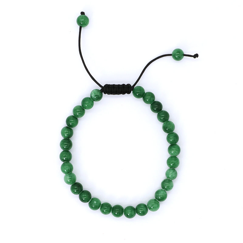 Custom Fashionable Woven Braided Friendship Macrame Handmade Ajustable 6mm Natural Colorful Jade Beads Bracelet For Women Man