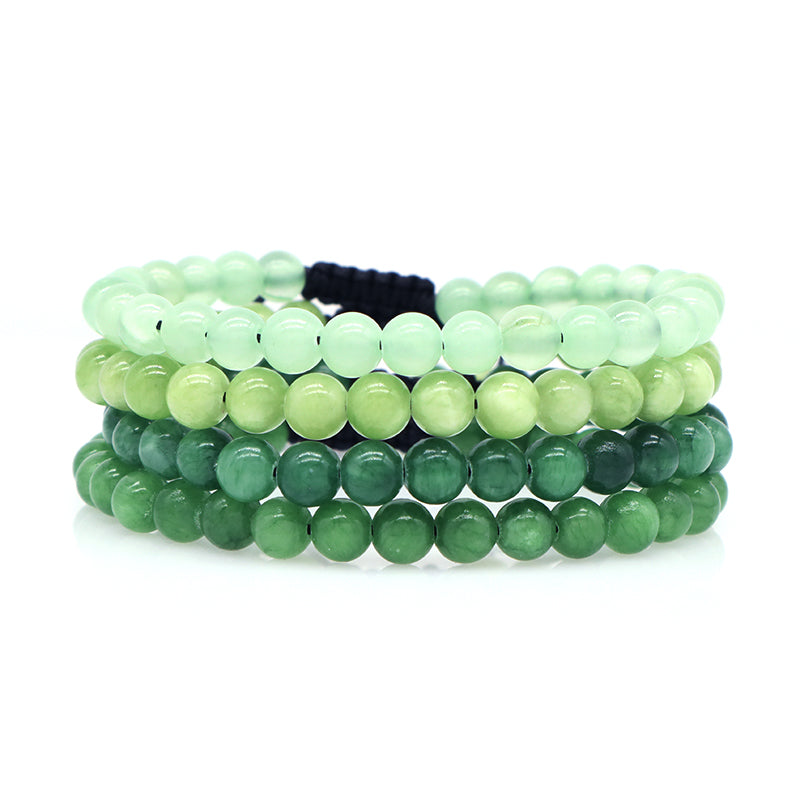 Custom Fashionable Woven Braided Friendship Macrame Handmade Ajustable 6mm Natural Colorful Jade Beads Bracelet For Women Man