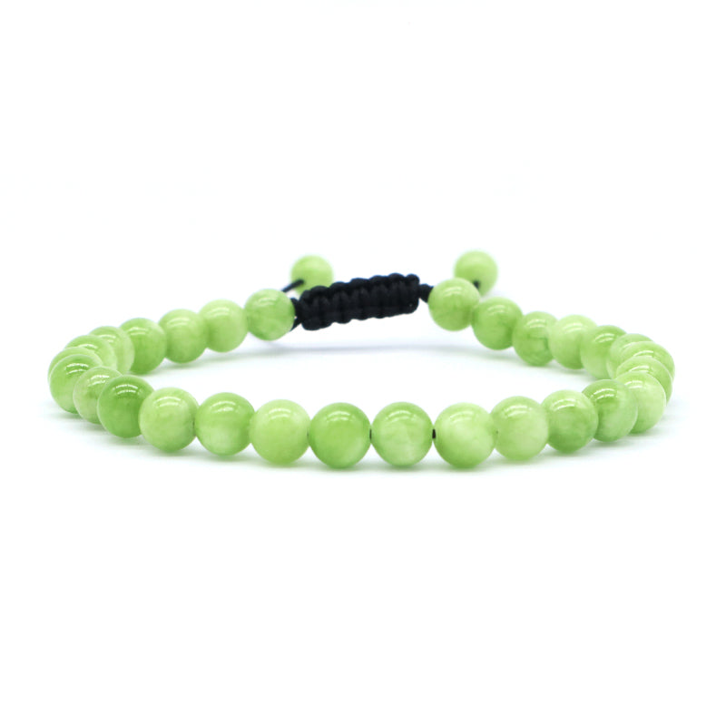 Custom Fashionable Woven Braided Friendship Macrame Handmade Ajustable 6mm Natural Colorful Jade Beads Bracelet For Women Man