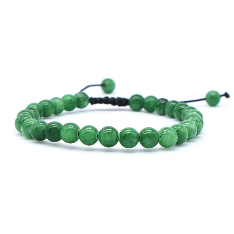 Custom Fashionable Woven Braided Friendship Macrame Handmade Ajustable 6mm Natural Colorful Jade Beads Bracelet For Women Man