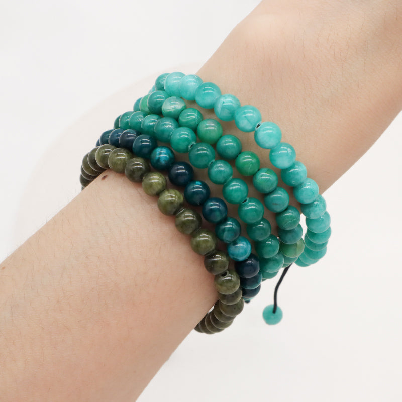 6mm Natural Colorful Jade Beads Jewelry Custom Fashion Handmade Ajustable Woven Braided Friendship Macrame Bracelet Women Men
