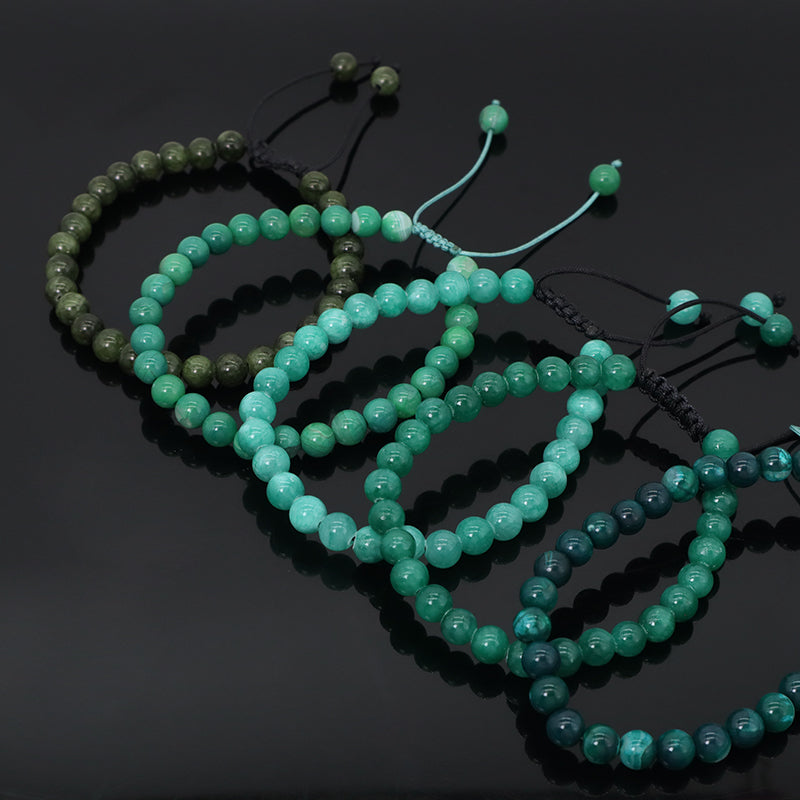 6mm Natural Colorful Jade Beads Jewelry Custom Fashion Handmade Ajustable Woven Braided Friendship Macrame Bracelet Women Men