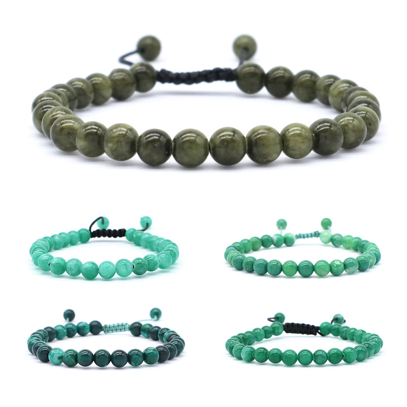 6mm Natural Colorful Jade Beads Jewelry Custom Fashion Handmade Ajustable Woven Braided Friendship Macrame Bracelet Women Men