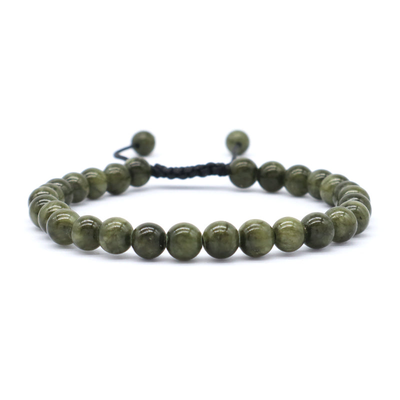6mm Natural Colorful Jade Beads Jewelry Custom Fashion Handmade Ajustable Woven Braided Friendship Macrame Bracelet Women Men