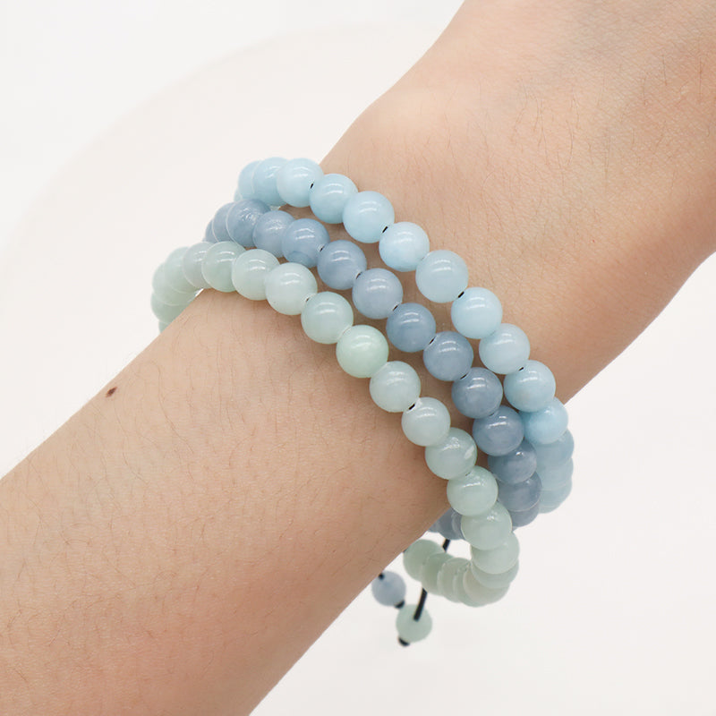 Custom Jewelry Women Men Fashion Ajustable Woven Braided Friendship Handmade Macrame 6mm Natural Colorful Jade Beads Bracelet