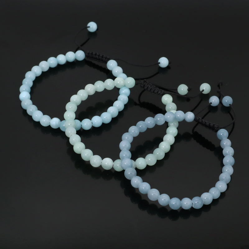 Custom Jewelry Women Men Fashion Ajustable Woven Braided Friendship Handmade Macrame 6mm Natural Colorful Jade Beads Bracelet