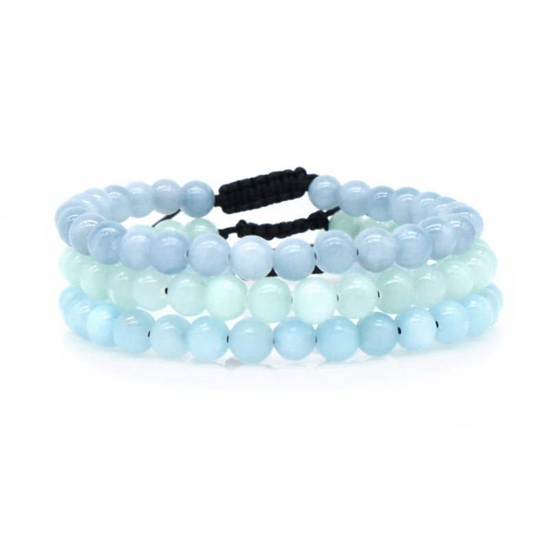 Custom Jewelry Women Men Fashion Ajustable Woven Braided Friendship Handmade Macrame 6mm Natural Colorful Jade Beads Bracelet