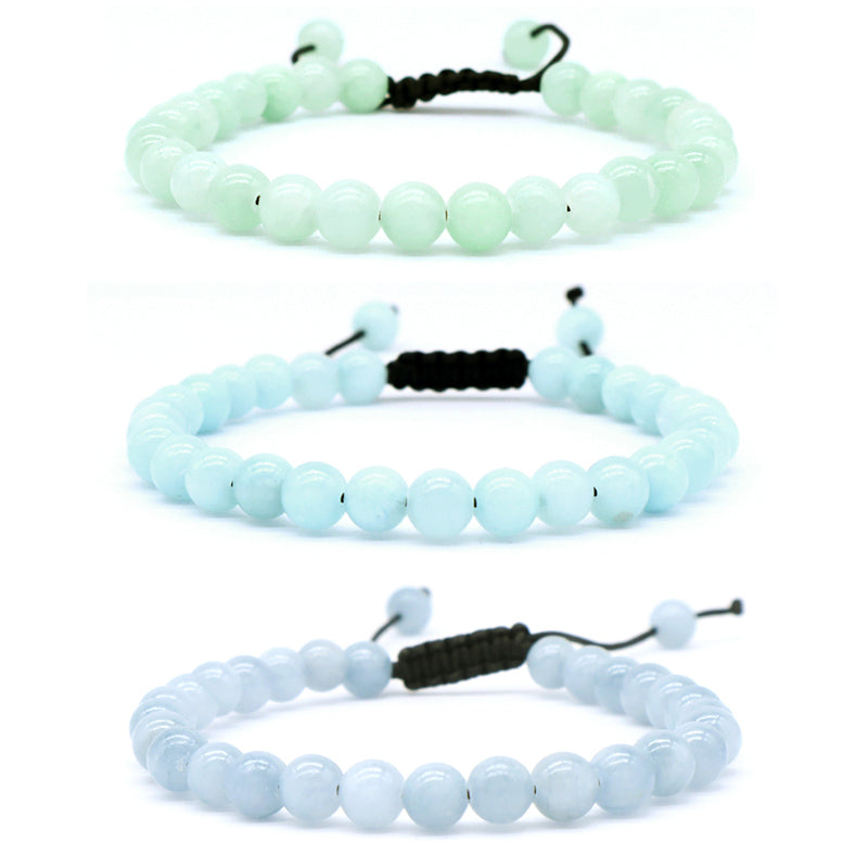 Custom Jewelry Women Men Fashion Ajustable Woven Braided Friendship Handmade Macrame 6mm Natural Colorful Jade Beads Bracelet
