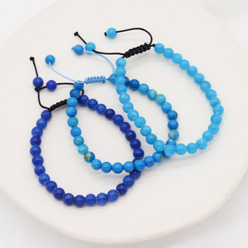 New Customized Ajustable Handmade Woven Braided Cord 6mm Natural Colorful Jade Beads Friendship Macrame Bracelet For Women Men