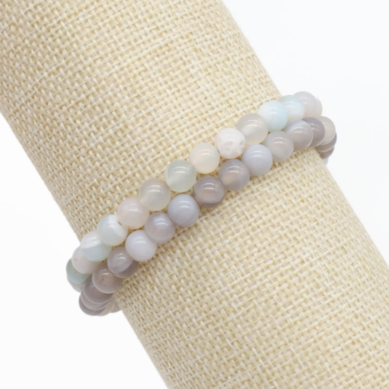 Custom Friendship Jewelry Fashion Woven Braided Handmade 6mm Natural Stone Striped Agate Women Men Ajustable Macrame Bracelet