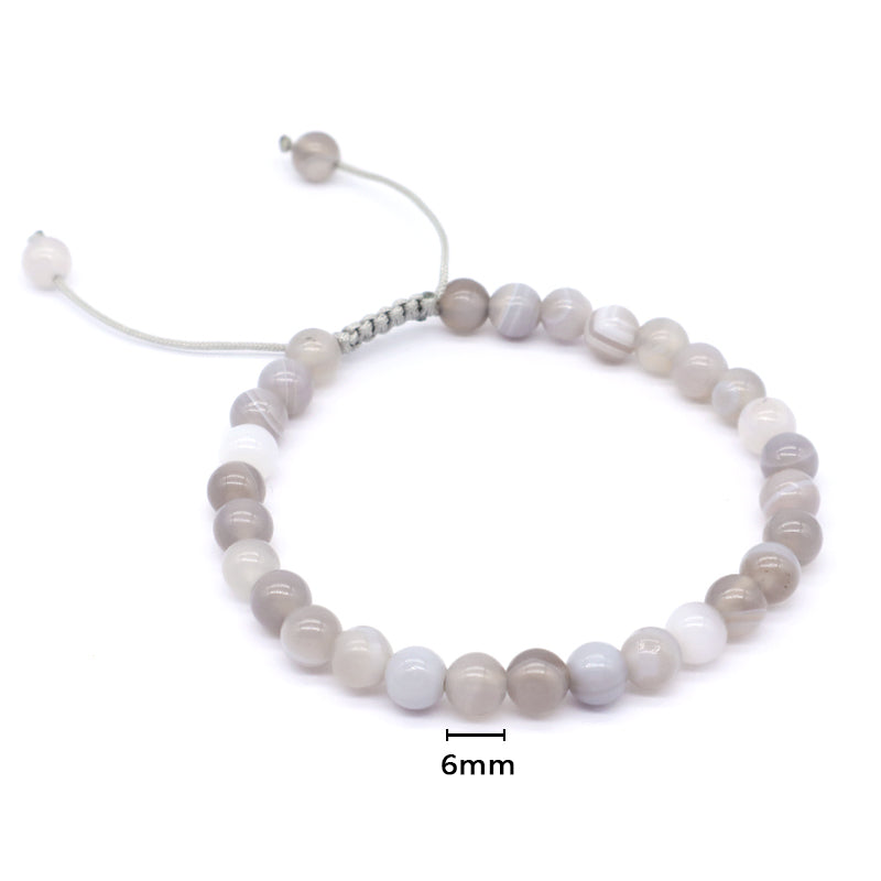 Custom Friendship Jewelry Fashion Woven Braided Handmade 6mm Natural Stone Striped Agate Women Men Ajustable Macrame Bracelet