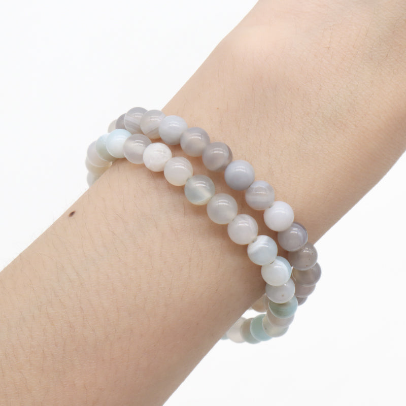 Custom Friendship Jewelry Fashion Woven Braided Handmade 6mm Natural Stone Striped Agate Women Men Ajustable Macrame Bracelet