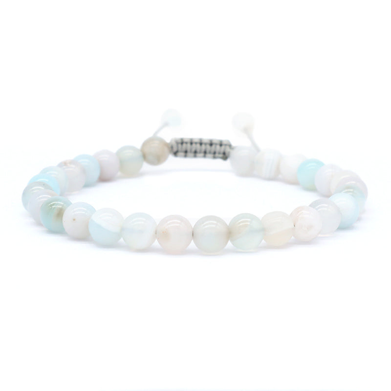 Custom Friendship Jewelry Fashion Woven Braided Handmade 6mm Natural Stone Striped Agate Women Men Ajustable Macrame Bracelet