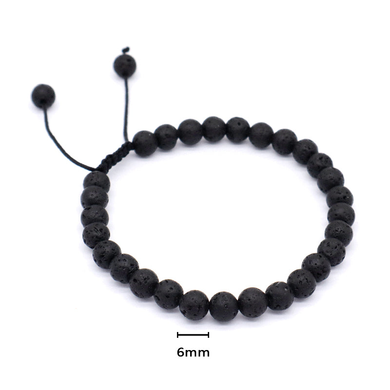 Custom Classic Trendy Jewelry 6mm Natural Stone Beads Friendship Women Men Ajustable Handmade Macrame Turquoise Lava Bracelet