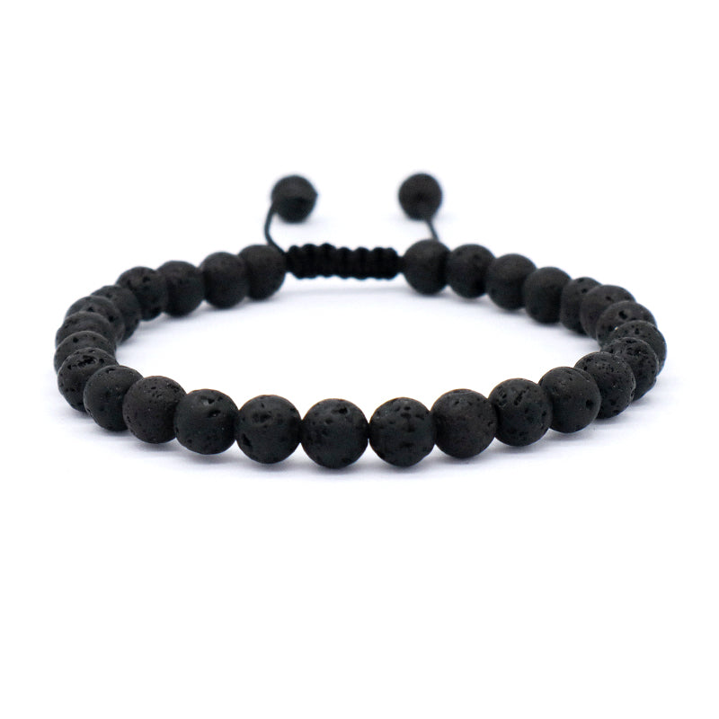 Custom Classic Trendy Jewelry 6mm Natural Stone Beads Friendship Women Men Ajustable Handmade Macrame Turquoise Lava Bracelet