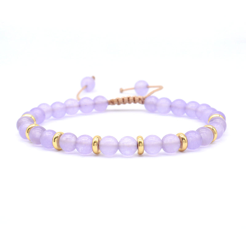Healing Energy Handmade Custom Gemstone Gold Plated Charm Macrame Natural Stone Pink Quartz Green Aventurine Tiger Eyes Bracelet