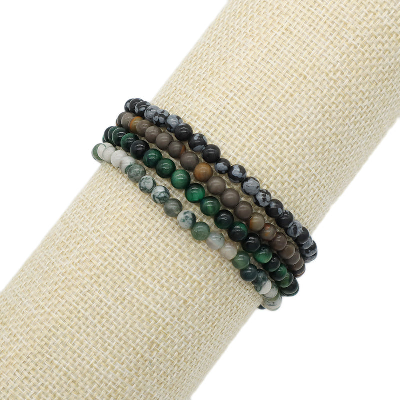 Custom Handmade Boho OEM Fashion Friendship Ajustable Woven Cord 4mm Natural Stone Beaded Macrame Knots Bracelet For Women Men