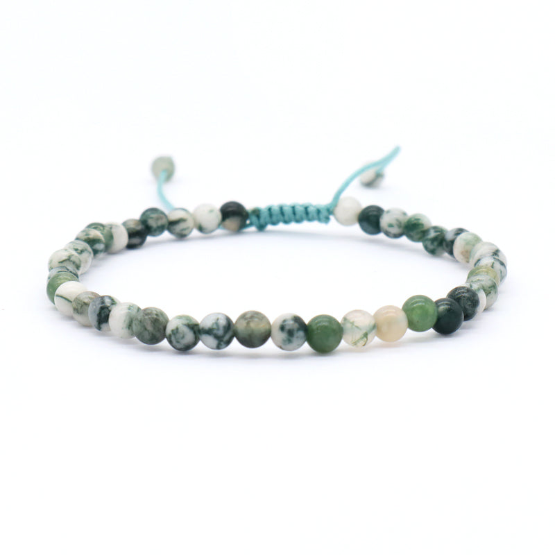Custom Handmade Boho OEM Fashion Friendship Ajustable Woven Cord 4mm Natural Stone Beaded Macrame Knots Bracelet For Women Men