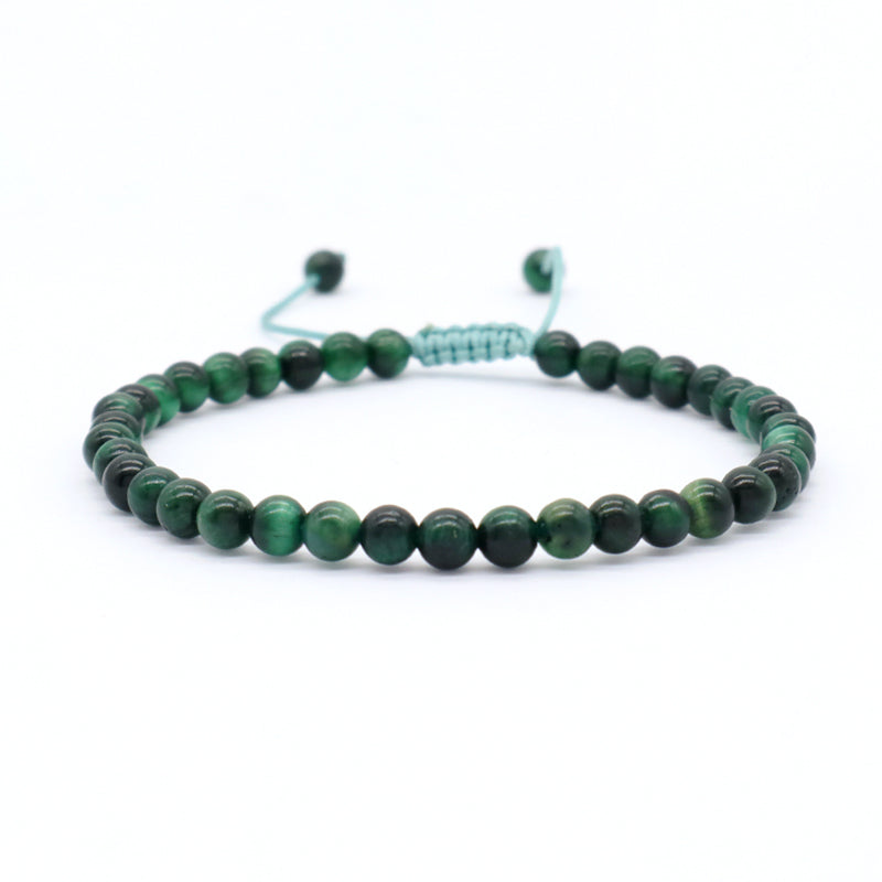 Custom Handmade Boho OEM Fashion Friendship Ajustable Woven Cord 4mm Natural Stone Beaded Macrame Knots Bracelet For Women Men