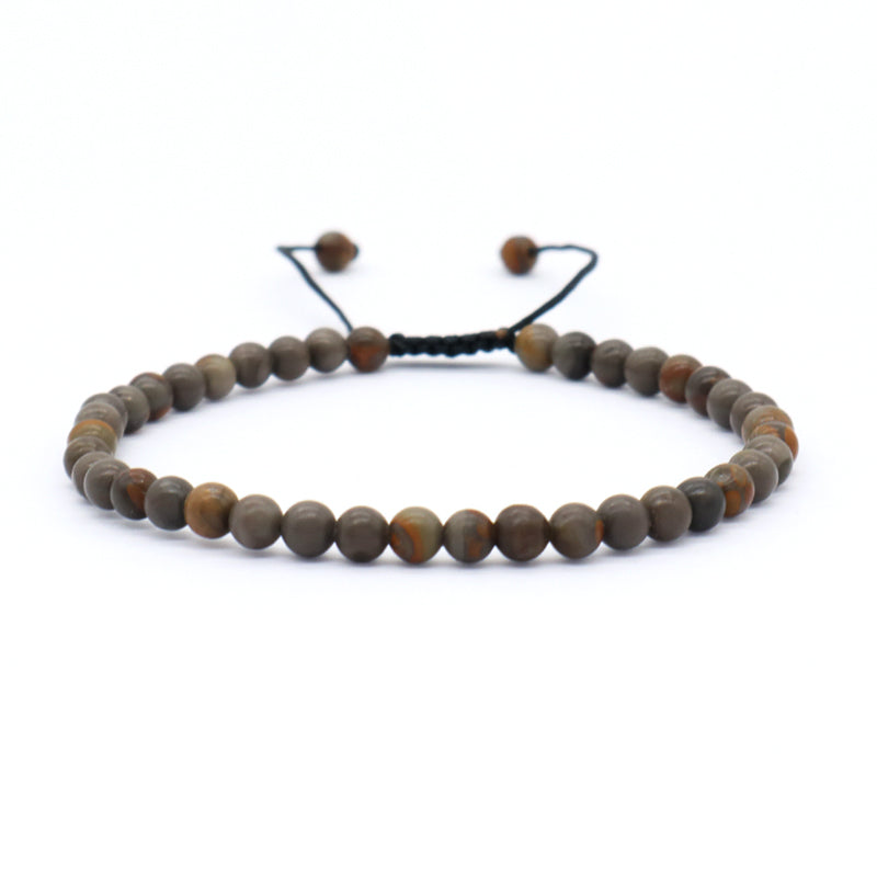 Custom Handmade Boho OEM Fashion Friendship Ajustable Woven Cord 4mm Natural Stone Beaded Macrame Knots Bracelet For Women Men