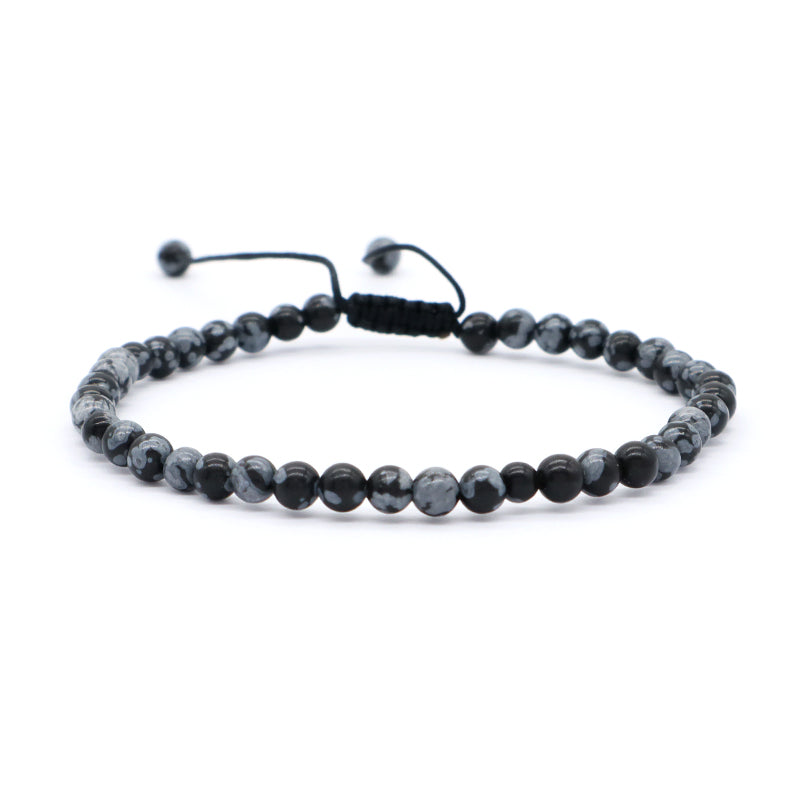 Custom Handmade Boho OEM Fashion Friendship Ajustable Woven Cord 4mm Natural Stone Beaded Macrame Knots Bracelet For Women Men