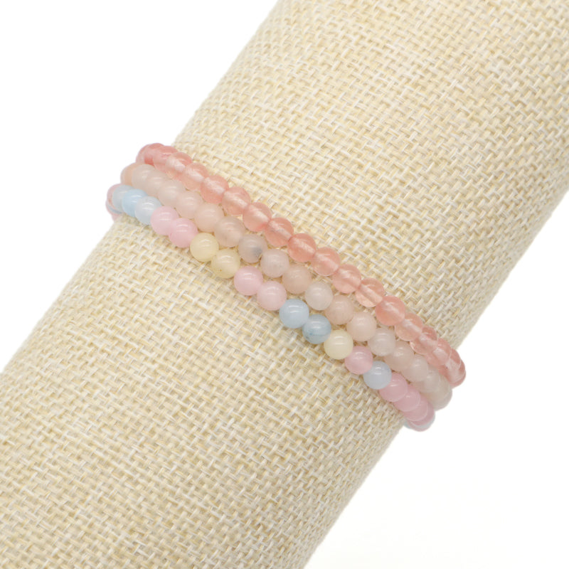 Custom Handmade Boho OEM Fashion Friendship Ajustable Woven Cord 4mm Natural Stone Beaded Macrame Knots Bracelet For Women Men