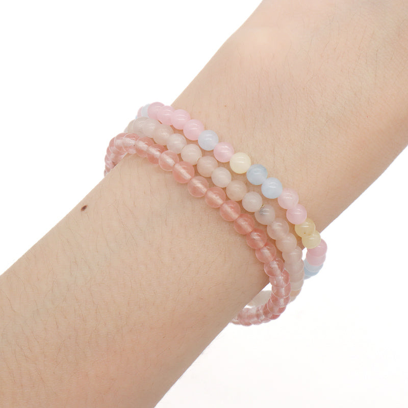 Custom Handmade Boho OEM Fashion Friendship Ajustable Woven Cord 4mm Natural Stone Beaded Macrame Knots Bracelet For Women Men