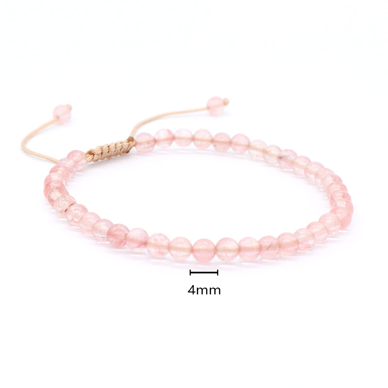 Custom Handmade Boho OEM Fashion Friendship Ajustable Woven Cord 4mm Natural Stone Beaded Macrame Knots Bracelet For Women Men