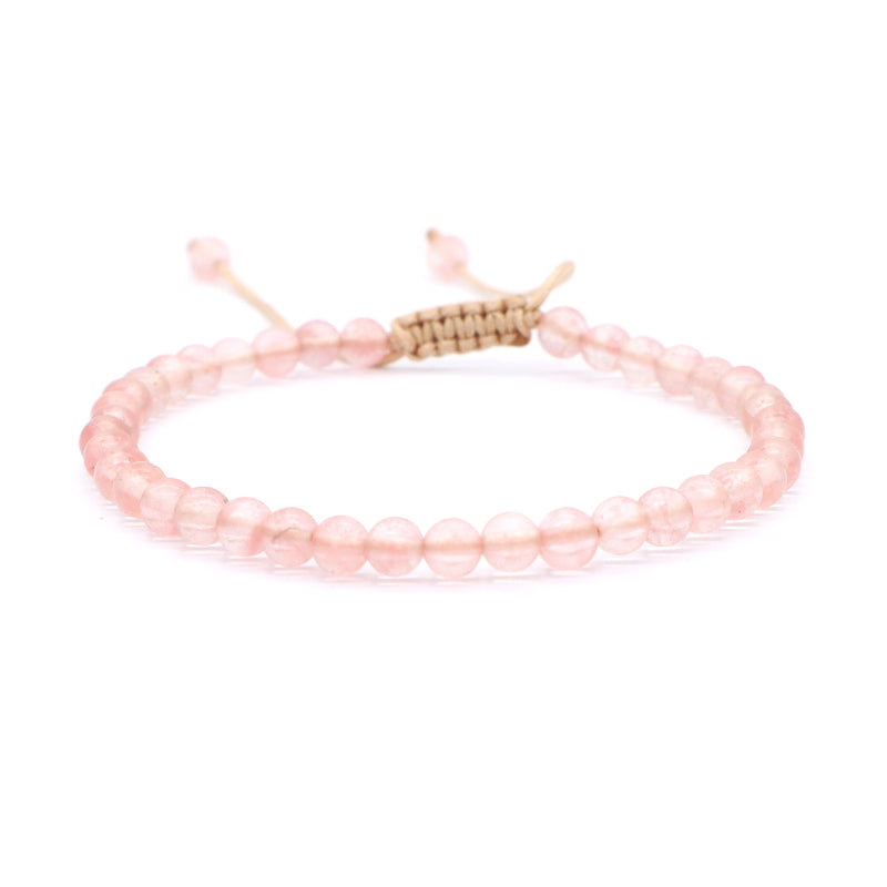 Custom Handmade Boho OEM Fashion Friendship Ajustable Woven Cord 4mm Natural Stone Beaded Macrame Knots Bracelet For Women Men