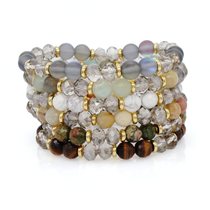 OEM China Factory Wholesale Custom Manufacture Various Elastic Gemstone Healing Energy Glass Crystal Natural Stone Bead Bracelet