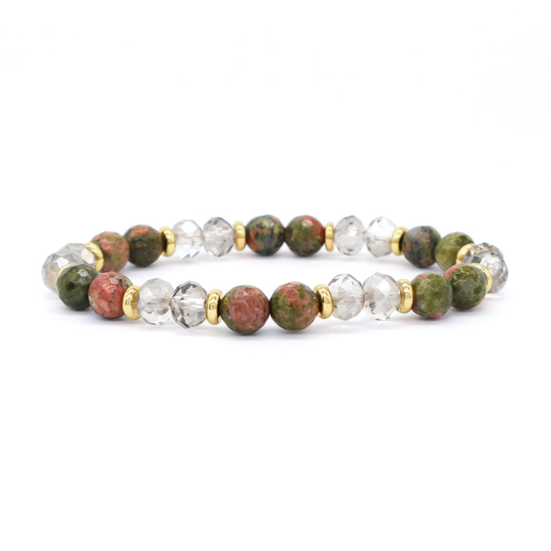 OEM China Factory Wholesale Custom Manufacture Various Elastic Gemstone Healing Energy Glass Crystal Natural Stone Bead Bracelet