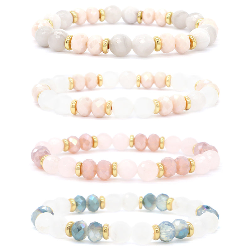 Custom Manufacture OEM Factory Handmade Wholesale Stretch Gemstone Bead Healing Energy Glass Crystal Natural Stone Bracelet
