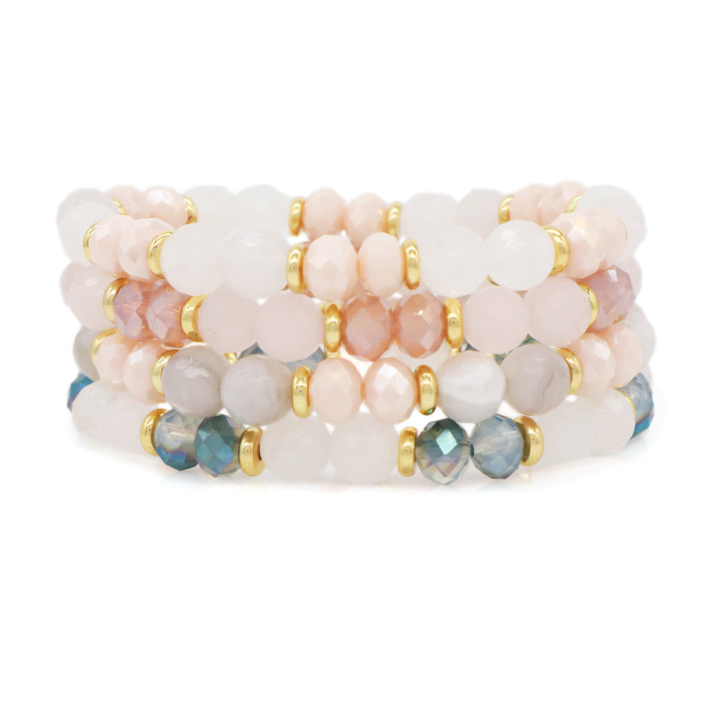Custom Manufacture OEM Factory Handmade Wholesale Stretch Gemstone Bead Healing Energy Glass Crystal Natural Stone Bracelet