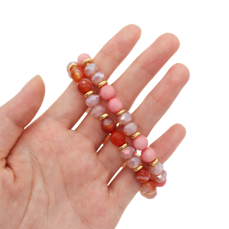 Handmade OEM Factory Wholesale Custom Manufacture Stretch Gemstone Natural Stone Bead Energy Healing Glass Crystal Bracelet