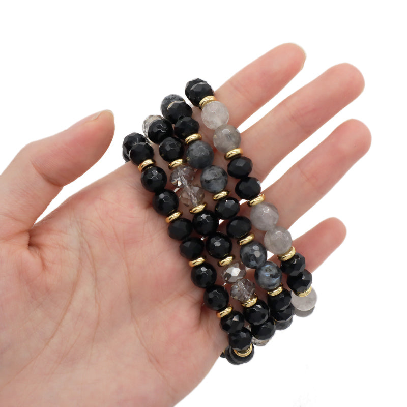 Custom OEM Handmade Healing Semi-preciuos Stone Beads Jewelry Wholesale 8mm Energy Glass Crystal Natural Stone Stretch Bracelet