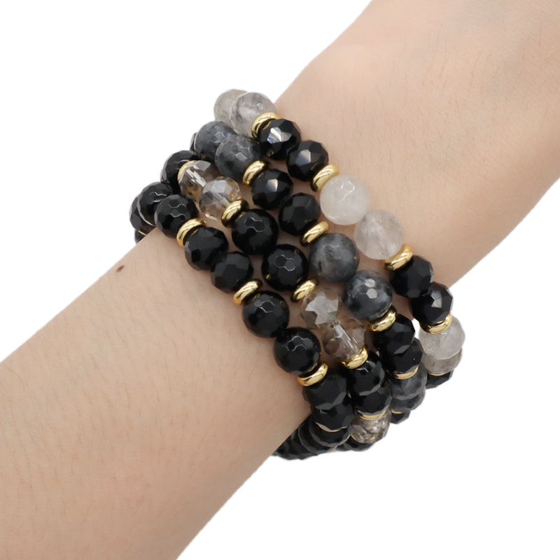 Custom OEM Handmade Healing Semi-preciuos Stone Beads Jewelry Wholesale 8mm Energy Glass Crystal Natural Stone Stretch Bracelet