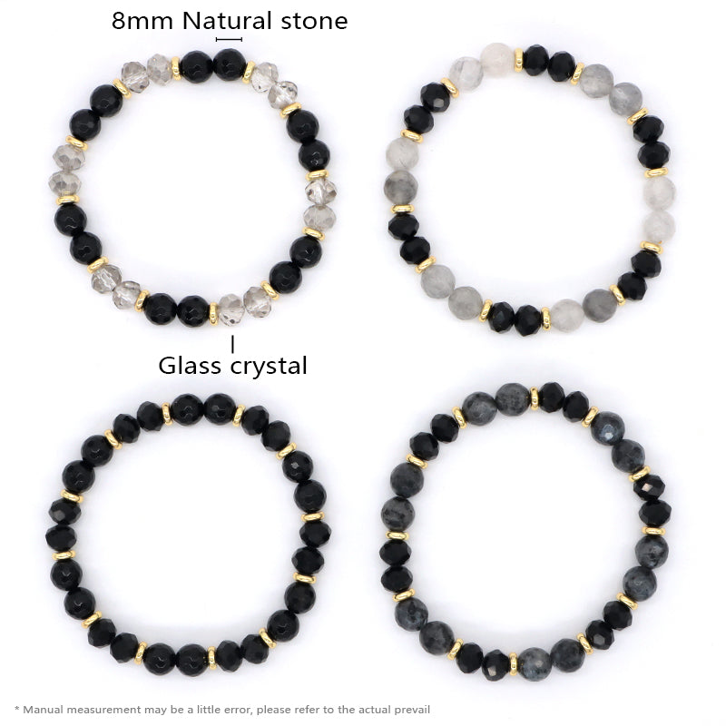Custom OEM Handmade Healing Semi-preciuos Stone Beads Jewelry Wholesale 8mm Energy Glass Crystal Natural Stone Stretch Bracelet