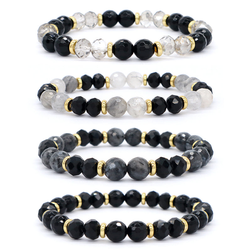 Custom OEM Handmade Healing Semi-preciuos Stone Beads Jewelry Wholesale 8mm Energy Glass Crystal Natural Stone Stretch Bracelet