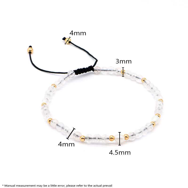 Custom Gemstone Healing Handmade Gold Plated Beads Adjustable Woven Macrame Fresh Water Pearl 4mm Natural Stone Beaded Bracelet
