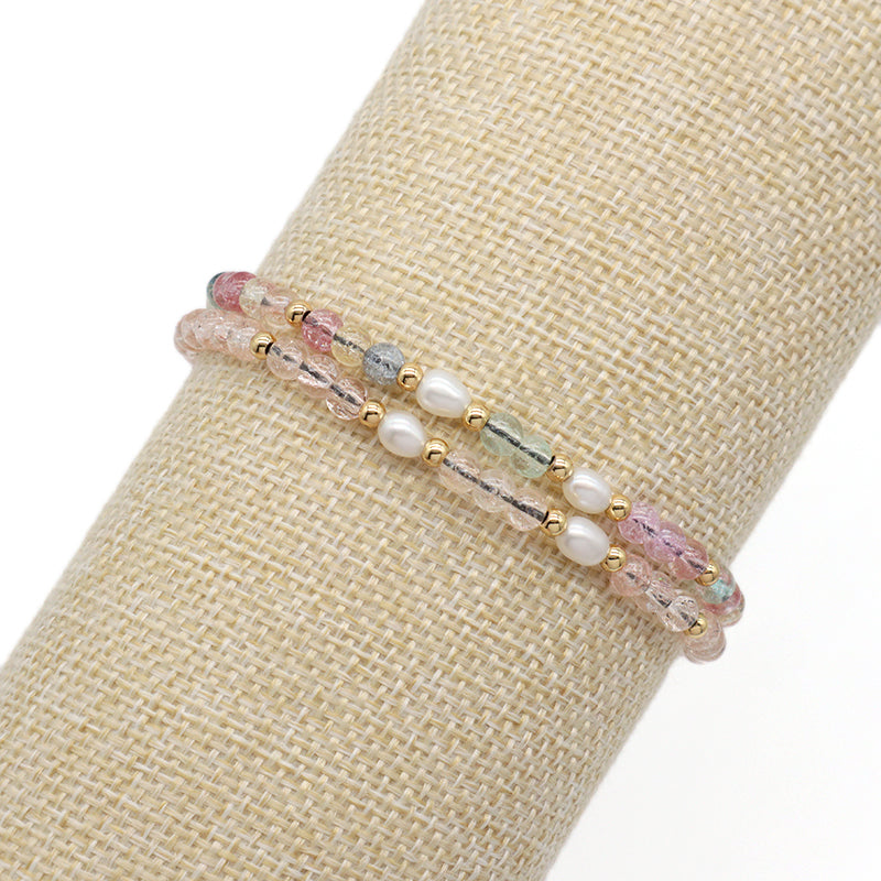 Custom Friendship Handmade Wholesale Freshwater Pearl Ajustable Gemstone Healing Woven 4mm Natural Stone Beaded Macrame Bracelet