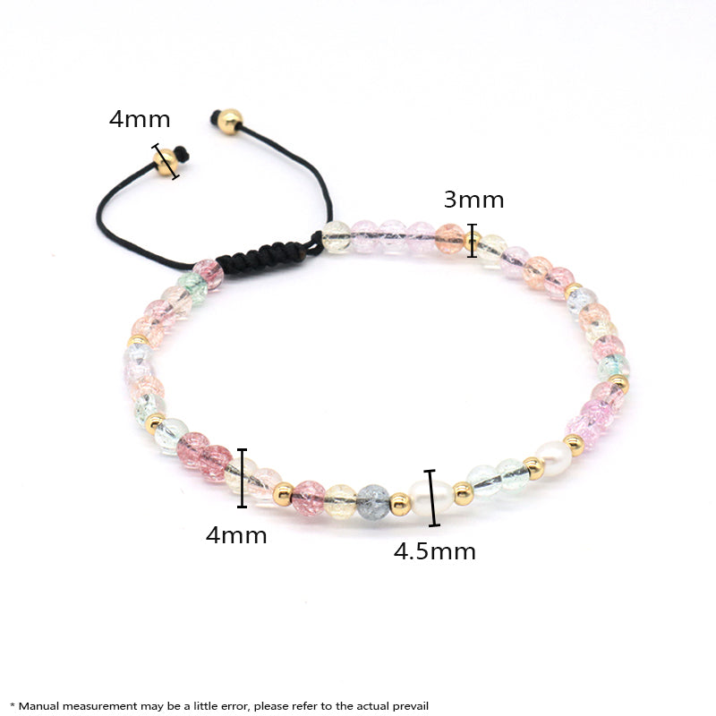 Custom Friendship Handmade Wholesale Freshwater Pearl Ajustable Gemstone Healing Woven 4mm Natural Stone Beaded Macrame Bracelet