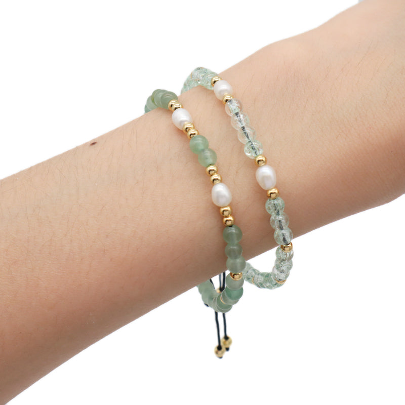Wholesale Freshwater Pearl Custom Friendship Handmade Ajustable Gemstone Woven Macrame 4mm Natural Stone Beaded Women Bracelet